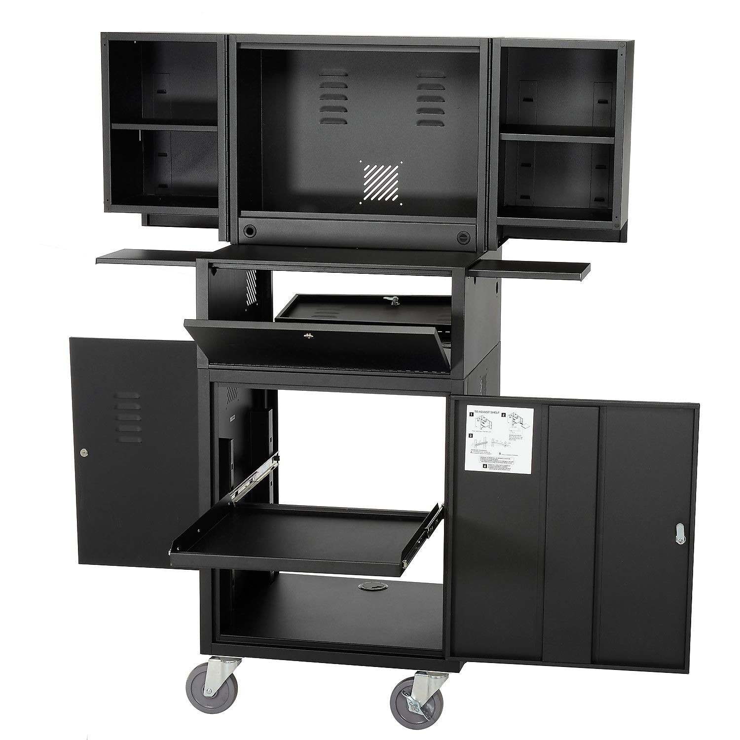 Mobile Fold-Out Computer Security Cabinet Unassembled Black 24-1/2"W x 22-1/2"D