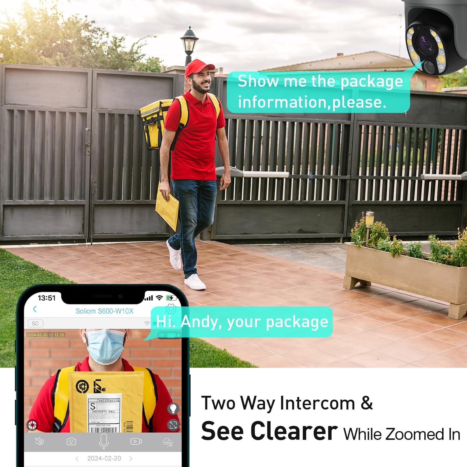 5MP Security Camera Outdoor with 10X Optical Zoom, 4G LTE Cellular Security C...
