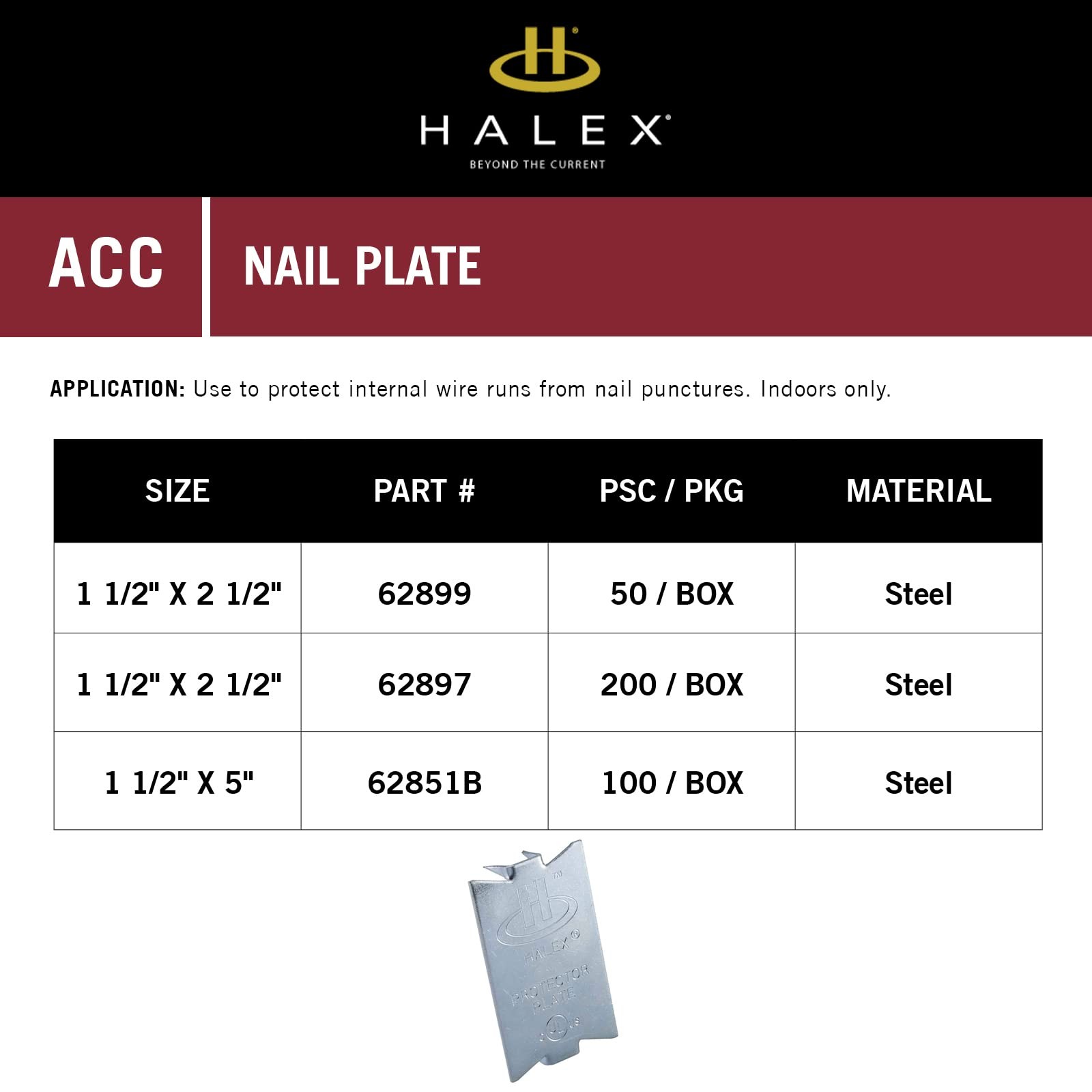 –Nail Plate Bulk – 1 ½” X 2 1/2” – 62899 – 50/