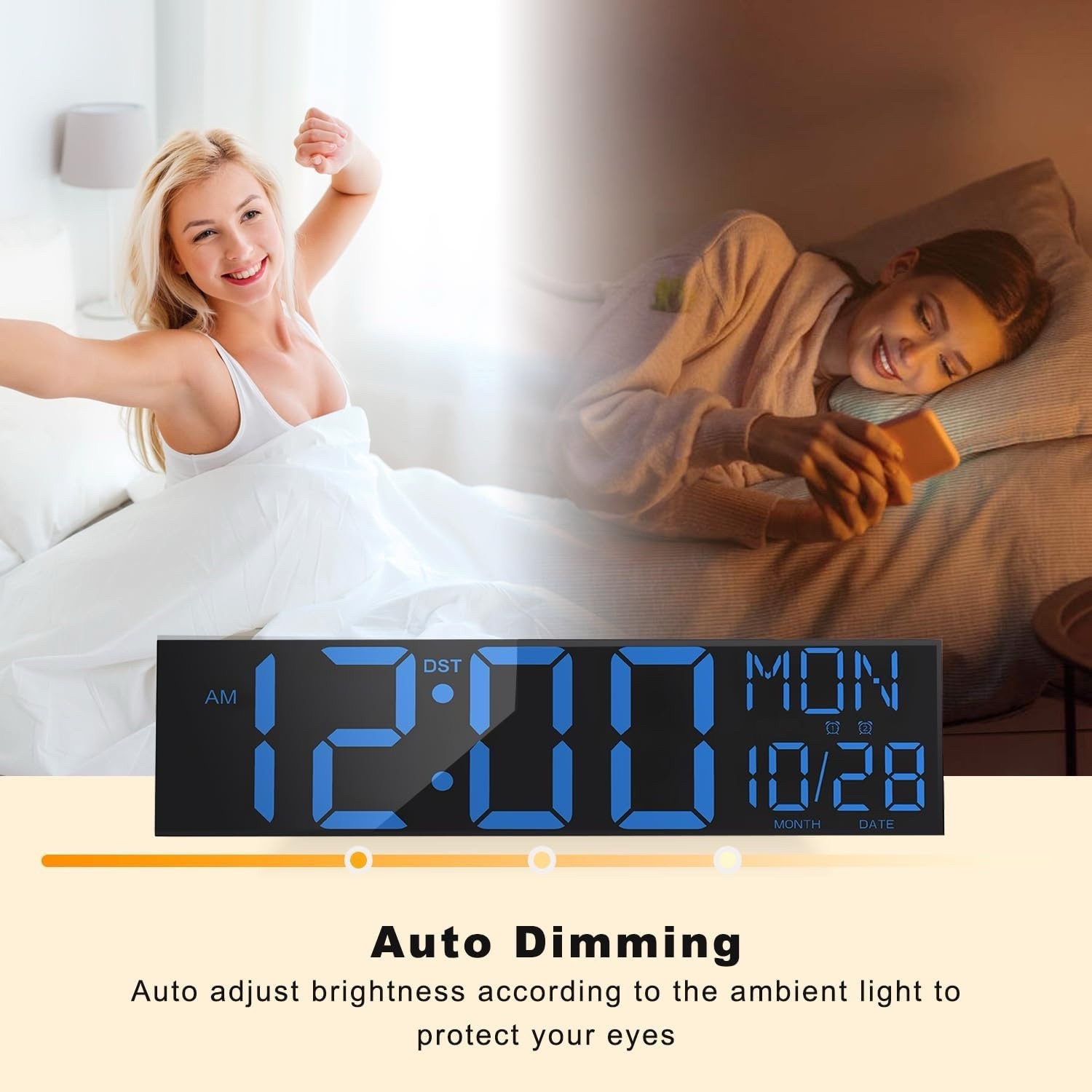 JALL 30" Large Digital Wall Mount Clock with Remote Control, Alarm