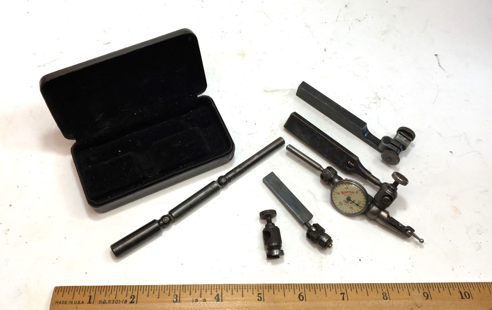 Starrett Last Word Dial Test Indicator No. 711-F w/ Accessories Machinist Tools