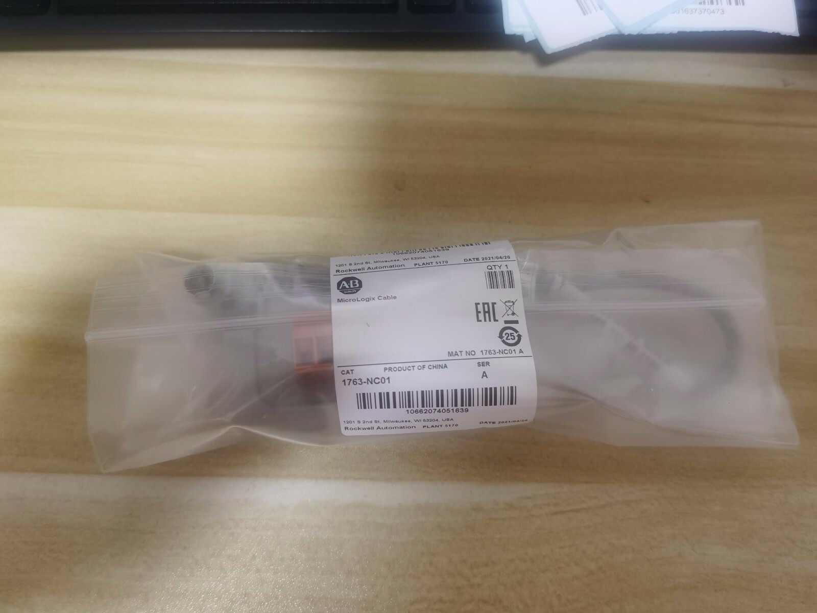 New AB 1763-NC01 MicroLogix DH-485 Comm Cable Surplus SEALED US