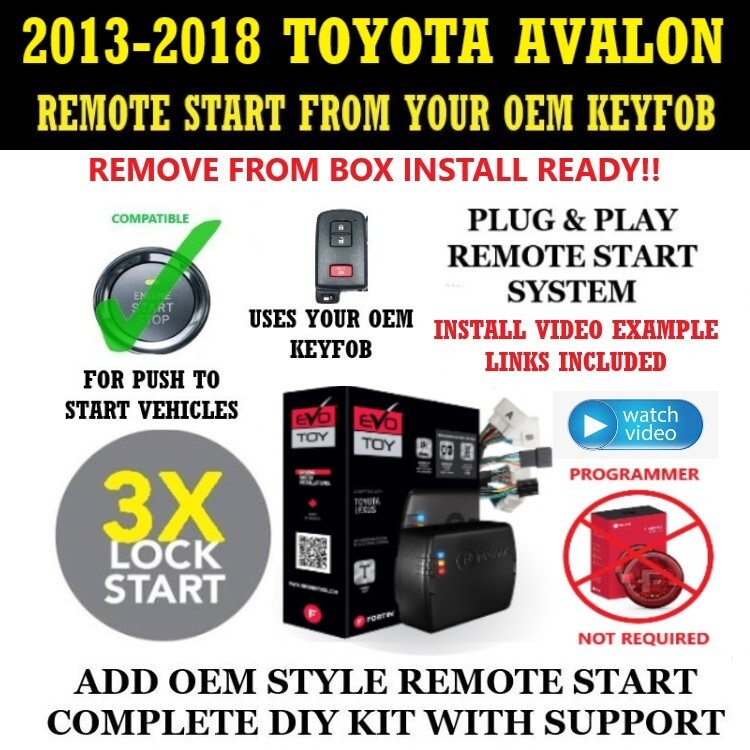 Remote Start Kit for 2013-2015 TOYOTA AVALON PTS Plug and Play 3X Lock