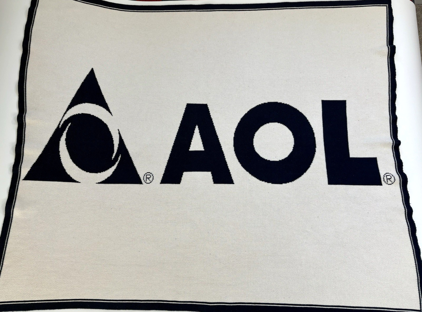 Vintage AOL Logo Throw Blanket America Online Merch 1990s Cotton USA 48 x 54
