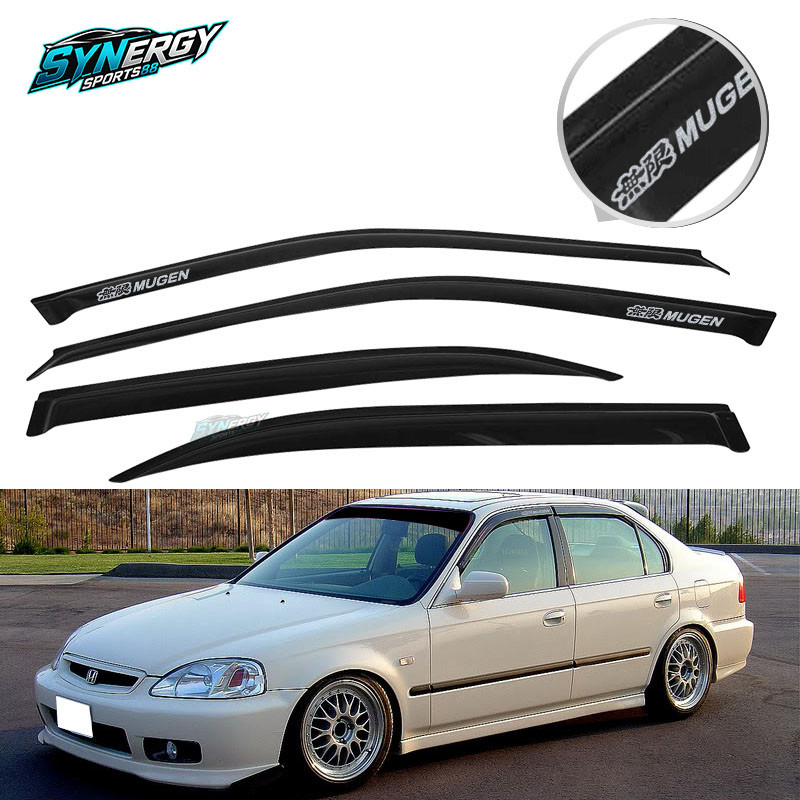 Window Visor For 96-00 Honda Civic Sedan Smoke Rain Guard Shade 4PCS Acrylic