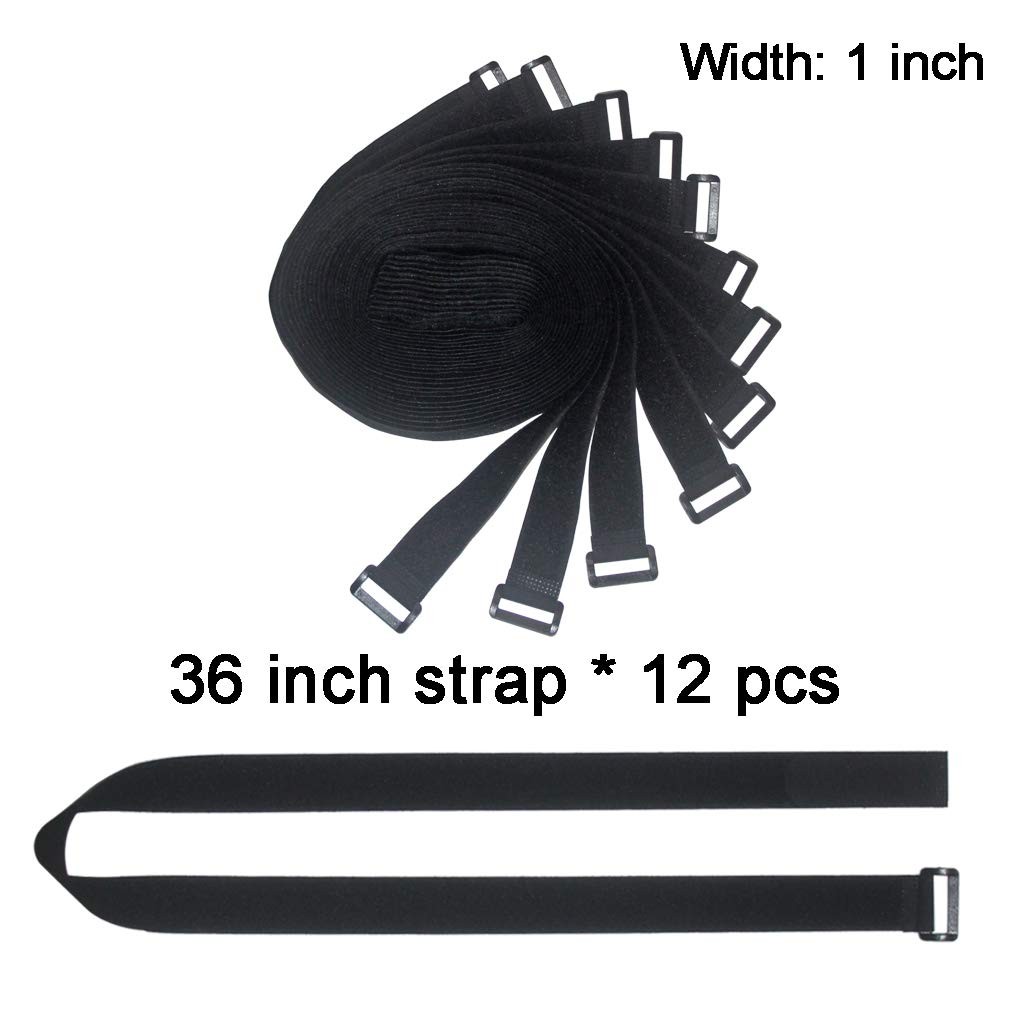 36 inch Cable Straps,12 pcs Reusable Fastening Hook and Loop Utility Cable Ti...