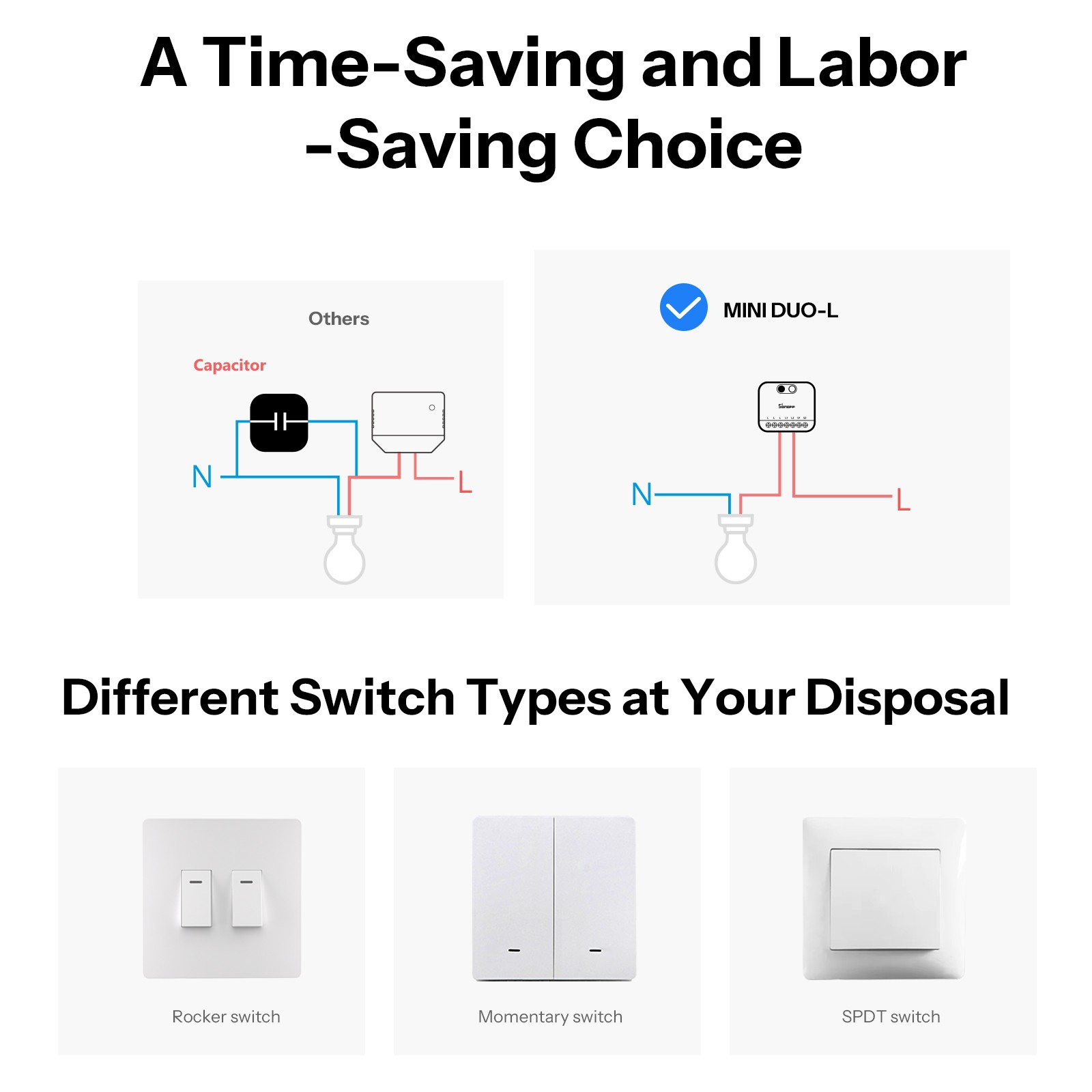 SONOFF MINI DUO-L Dual Channel Smart Light Switch Zigbee 3.0 No Neutral Required