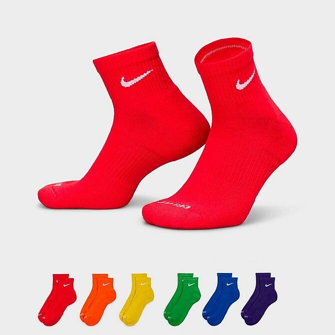 Nike DRI-FIT PLUS ankle SOCKS 6 Pair Pack L Large 8-12 multi SX6899-903