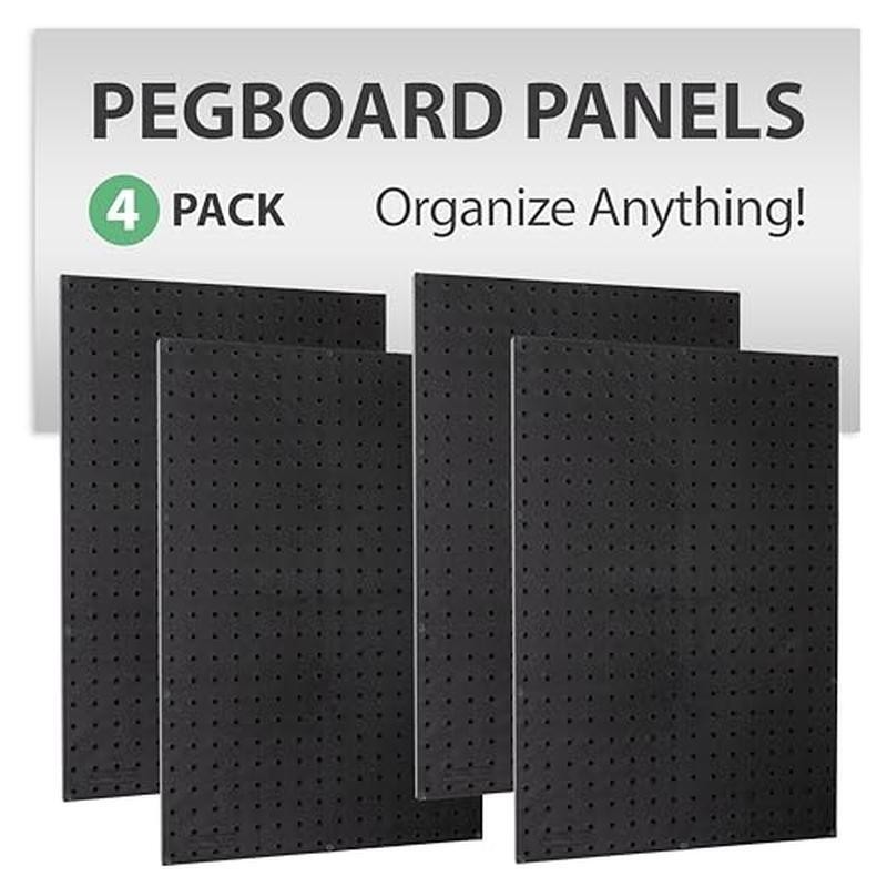 Pegboard Wall Organizer Kit 4 Panels Easy Mount Heavy Duty Tool Storage Black
