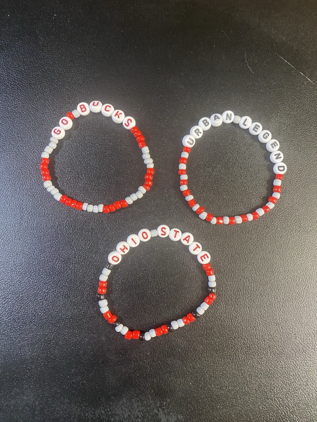 Ohio State Beaded Bracelets Set of 3 size 7 in wrist elastic string