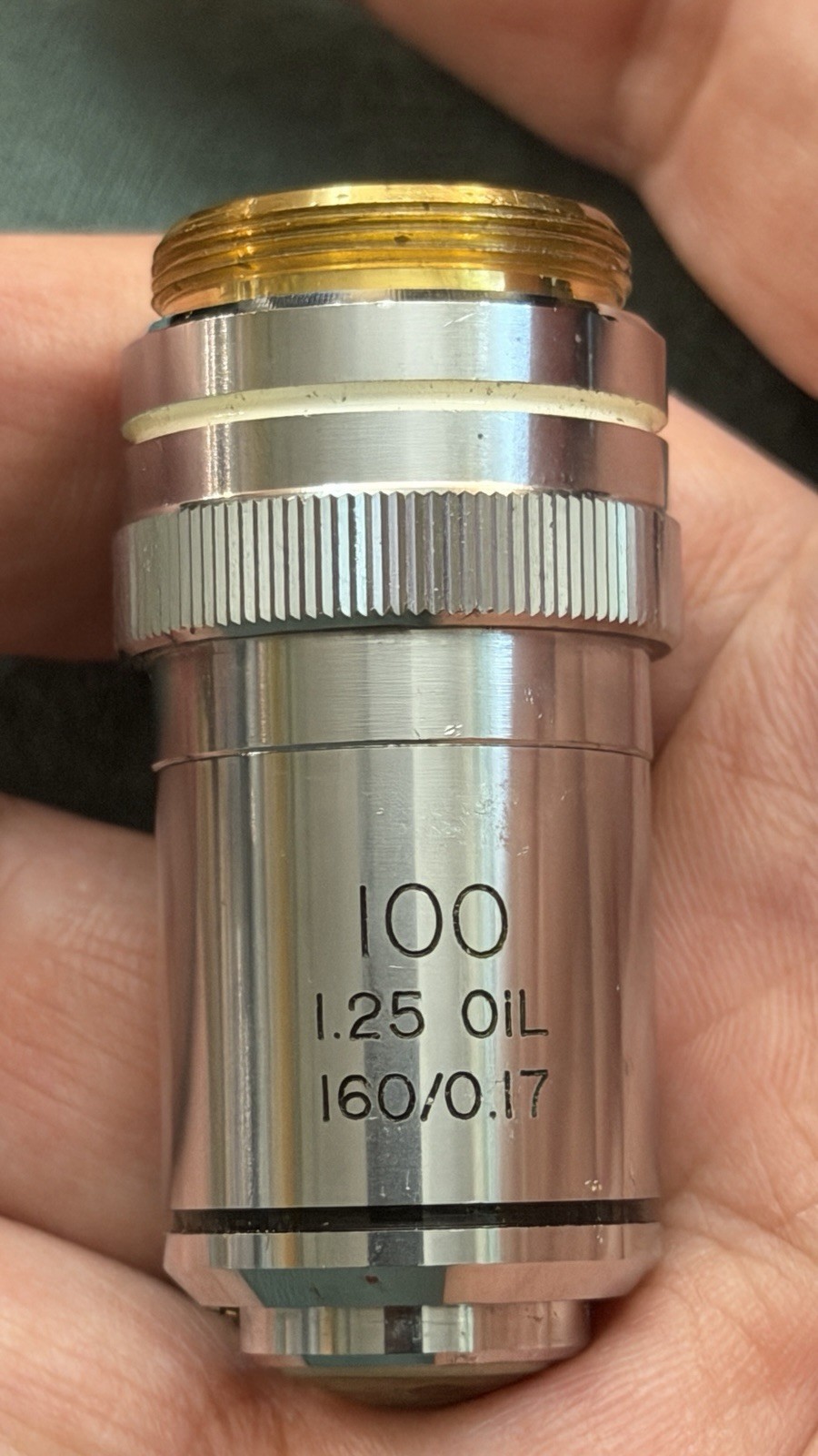 Wolfe 100x / 1.25 OIL Spring Loaded Microscope Objective 750089 Lens Vintage
