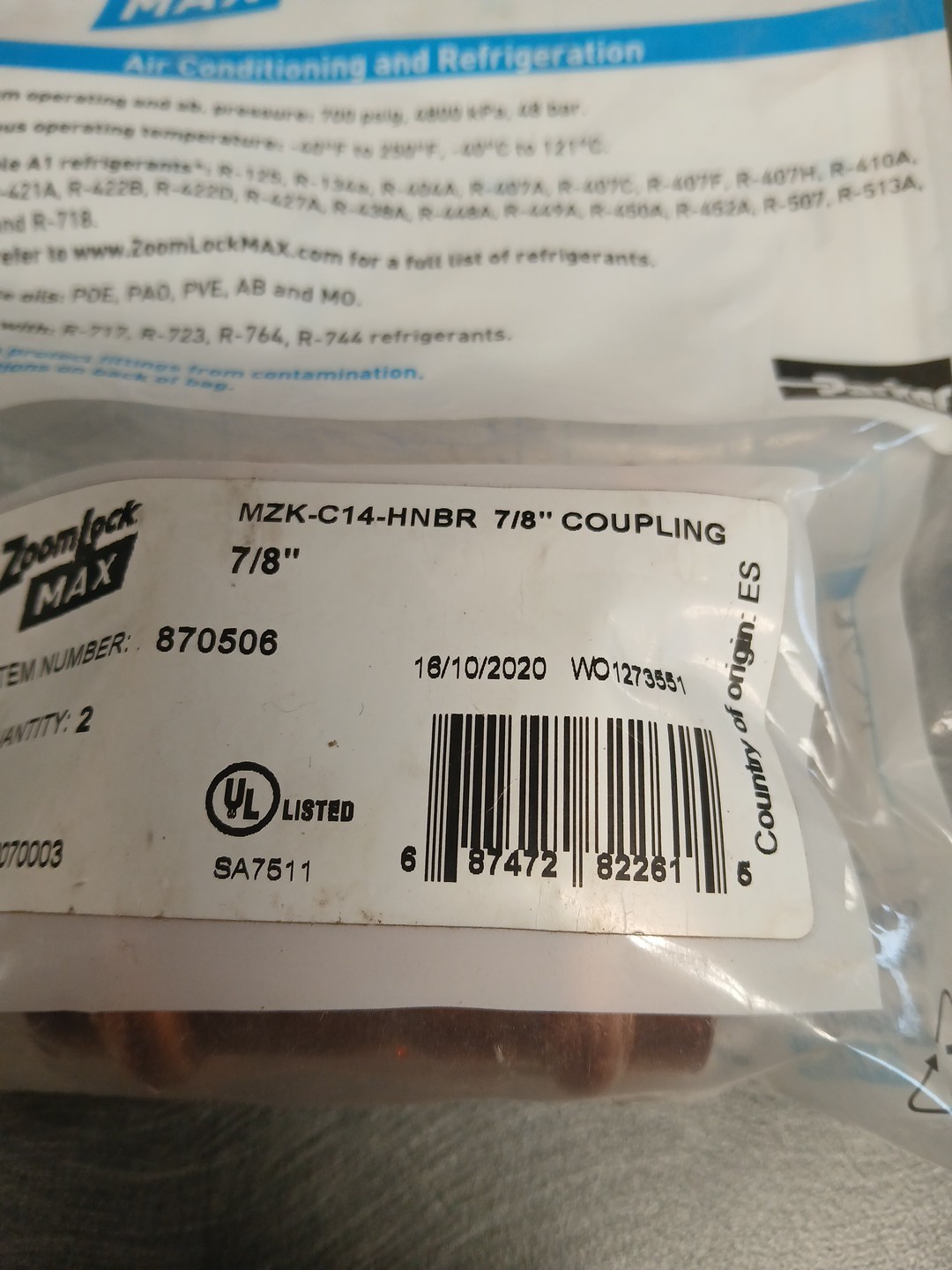 Zoomlock MAX Press To Connect Fitting 7/8” Coupling 2 Pack