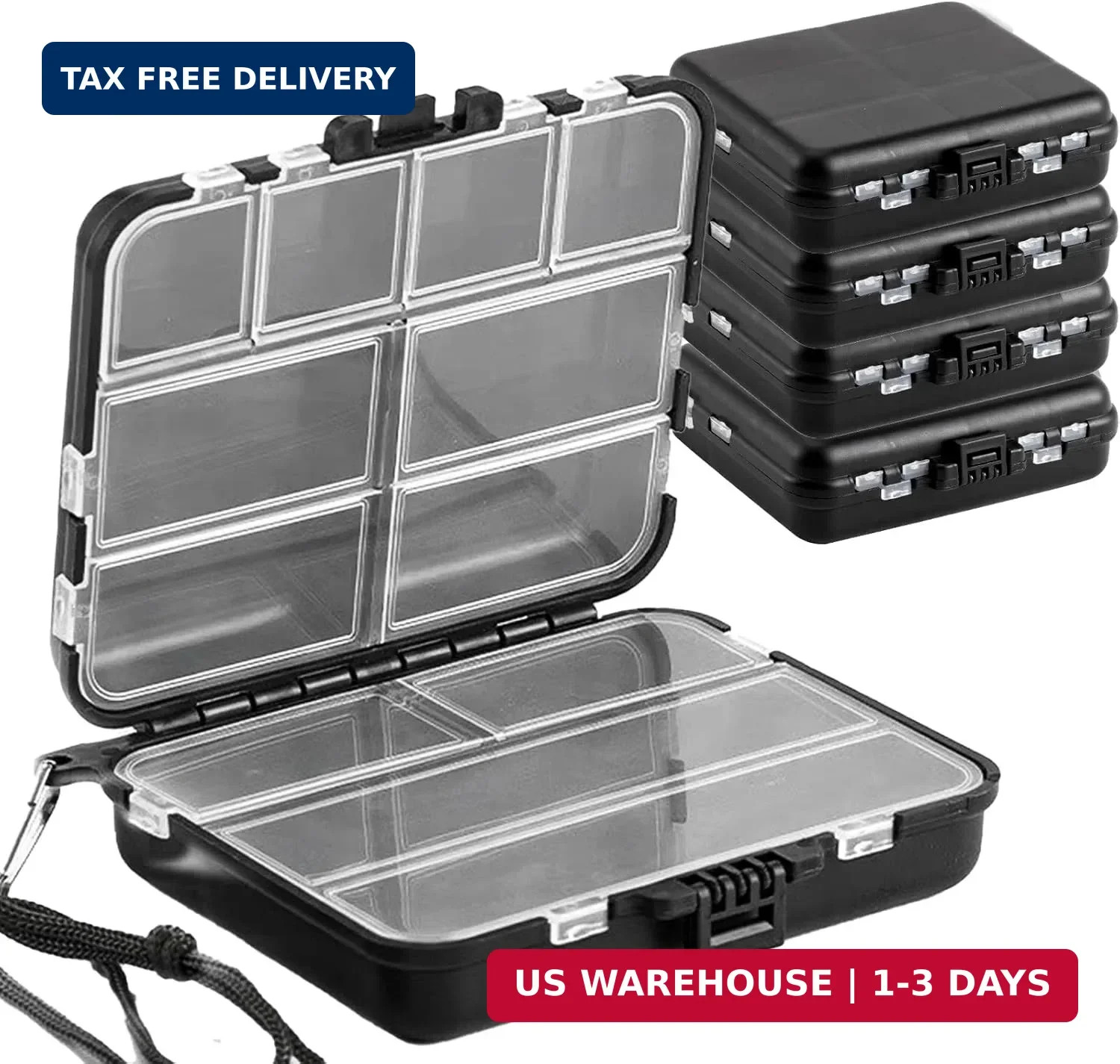 5 Pack Mini Plastic Tackle Boxes for Small Tackle Box Organizer, Ideal for Fishi
