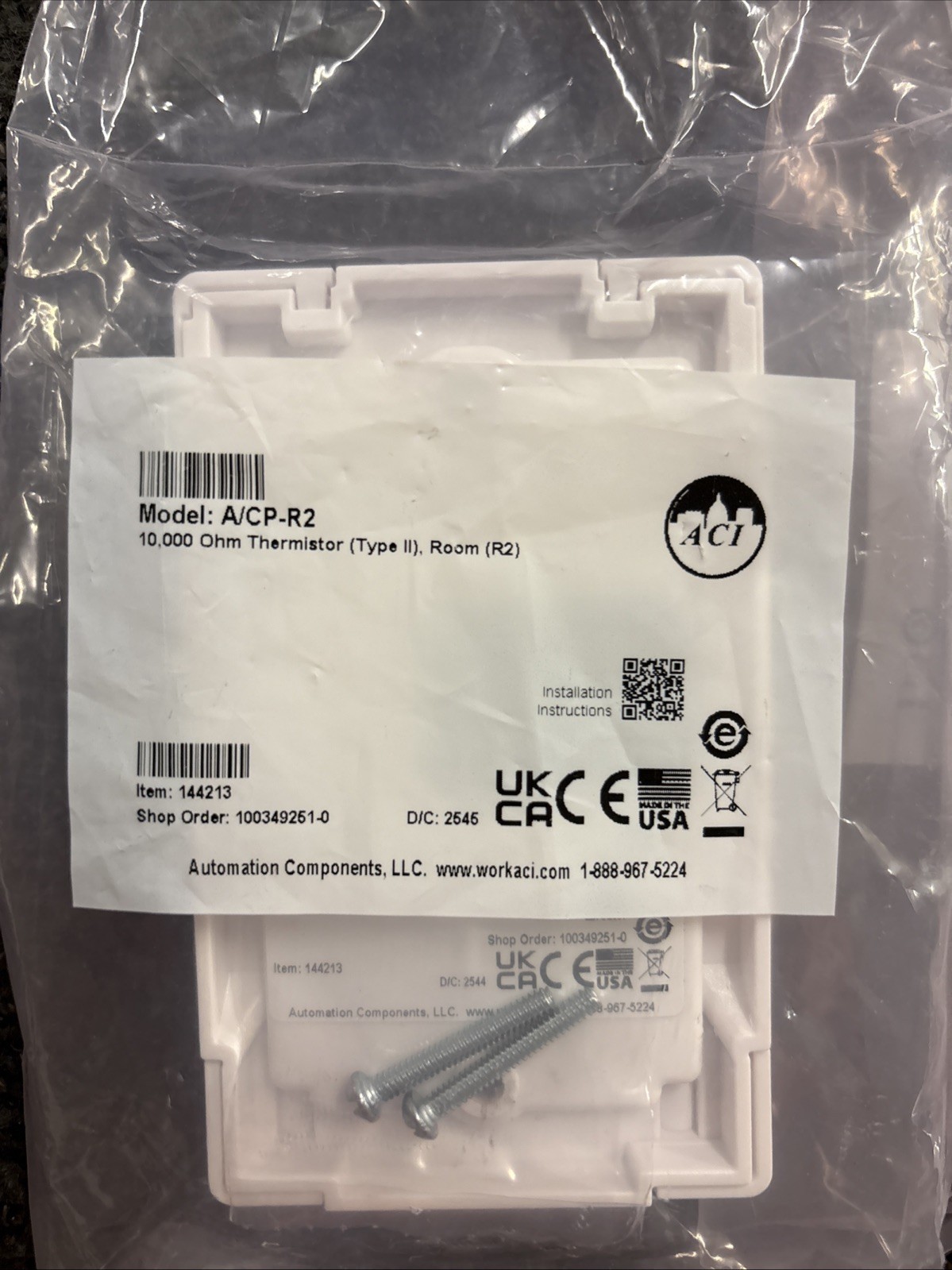 ACI Automation Components A/CP-R2 Temperature Sensor 10k Ohm Thermistor NEW OPEN