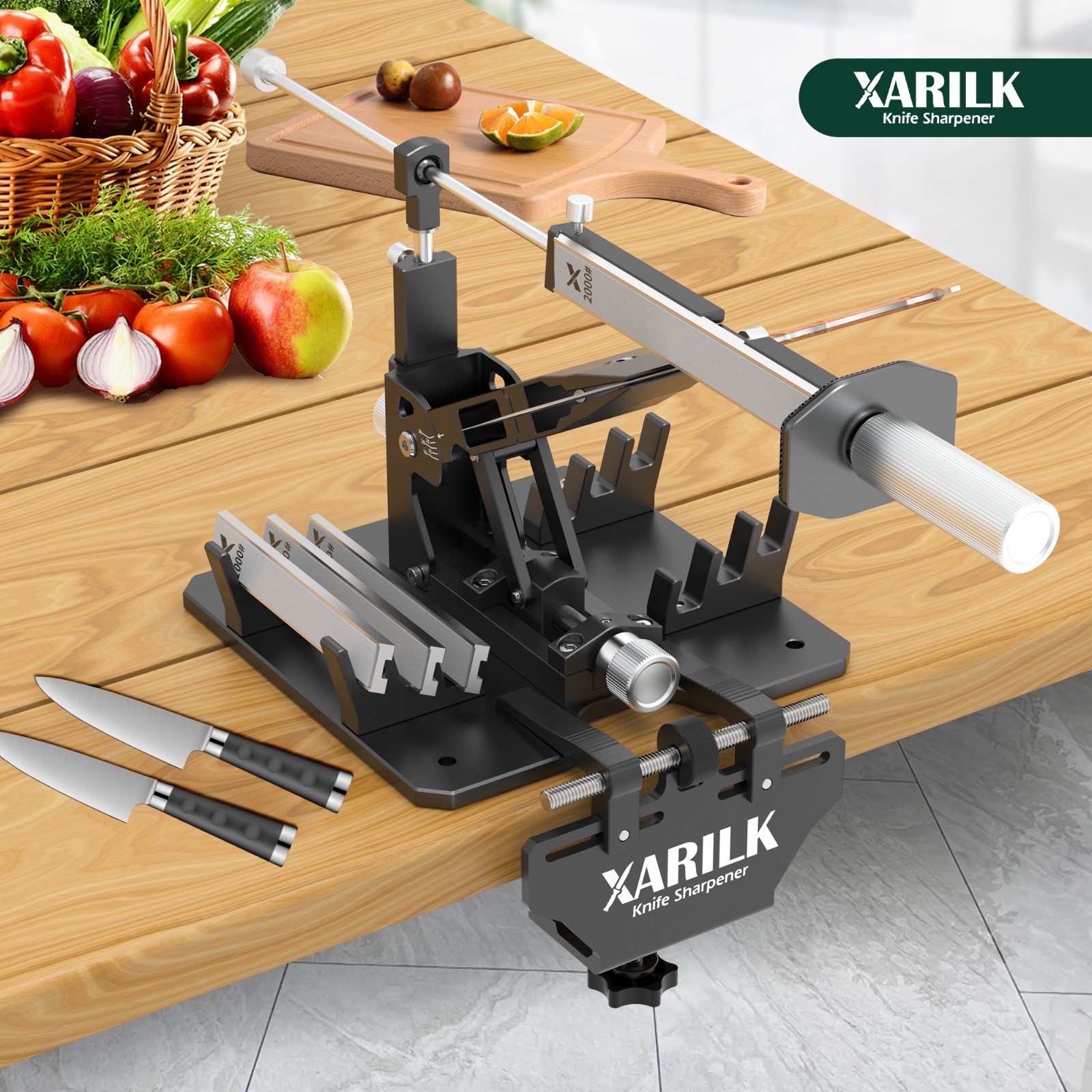 XARILK Aluminum Knife Sharpener Securing Clip, Adjustable Width 1.8-4.5"