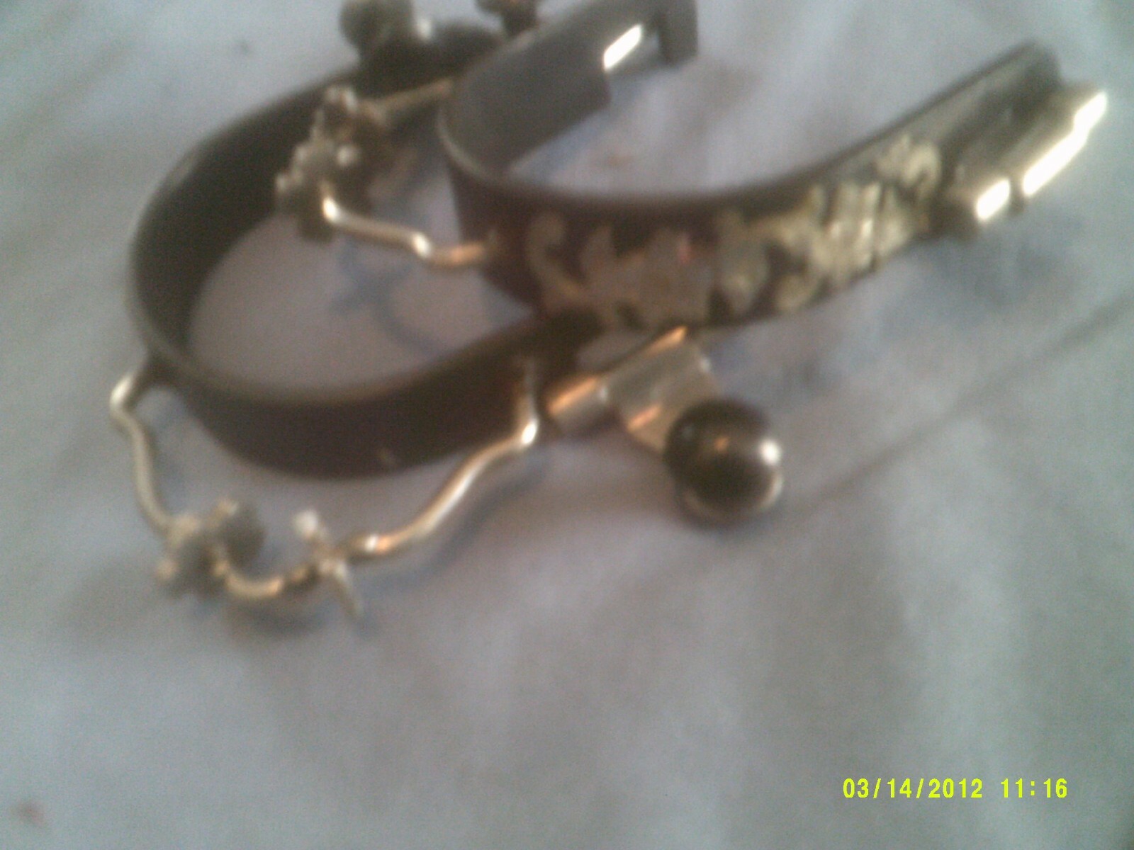 Spurs,Bumper Style with Rowel Floral Overlay Black
