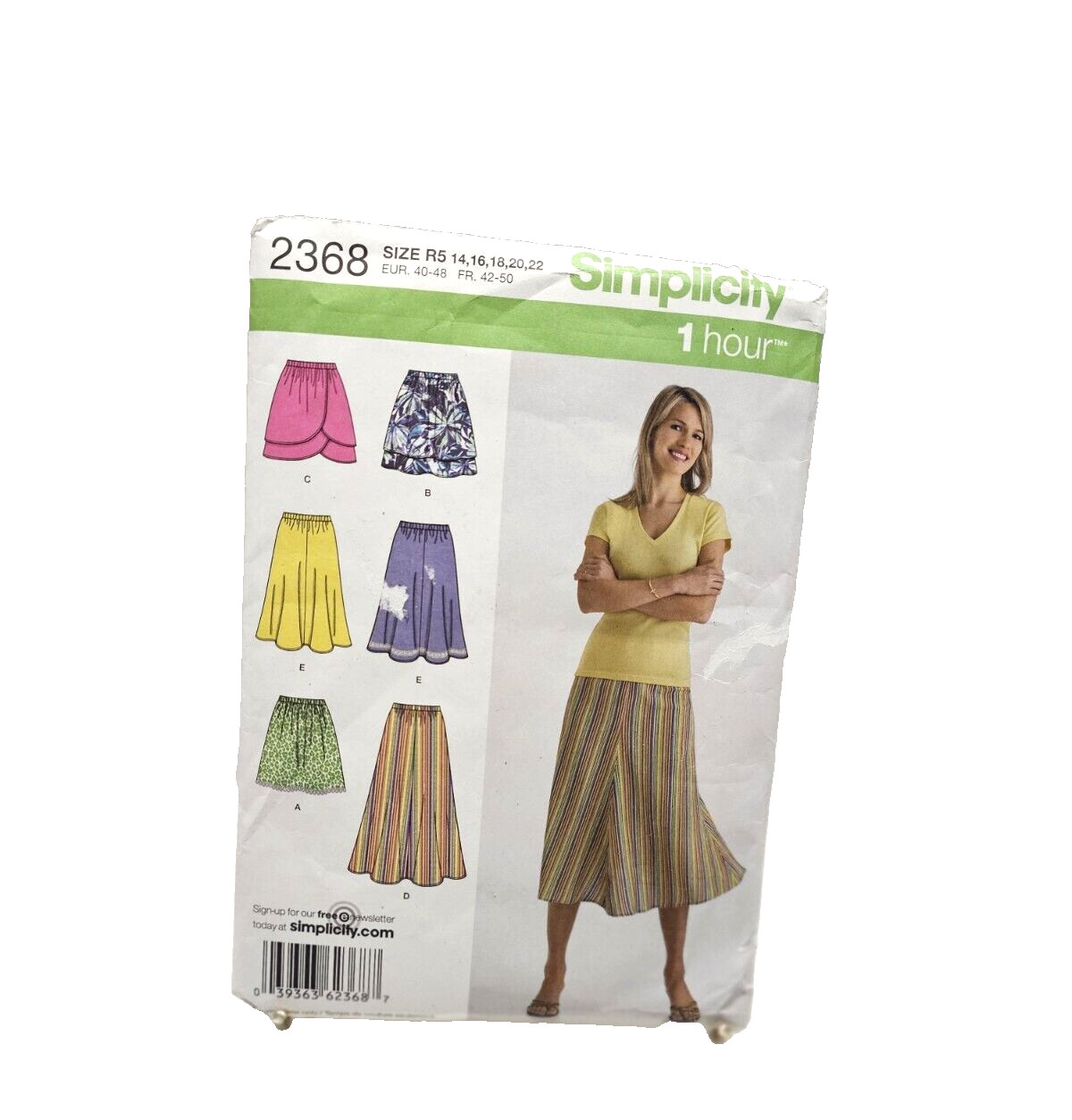 Simplicity #2368 Size R5 14,16,18,20,22 Misses Skirt In 3 Lengths