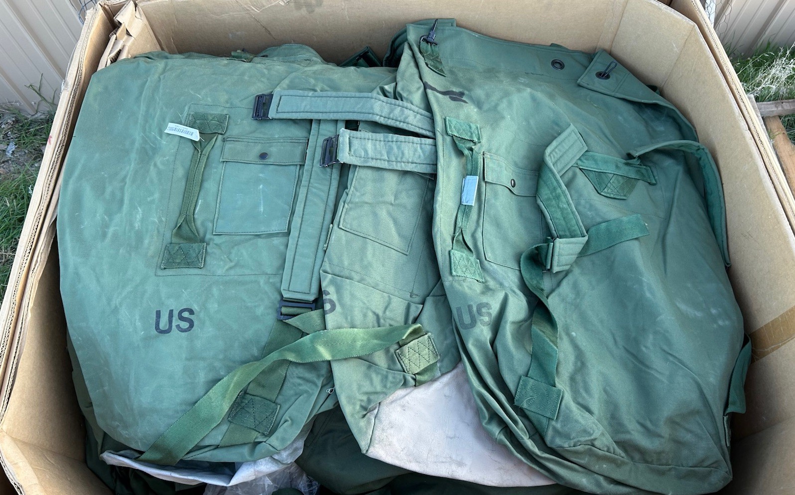 USGI Military Duffle Bag OD Green Nylon Sea Bag Carry Straps Used Good