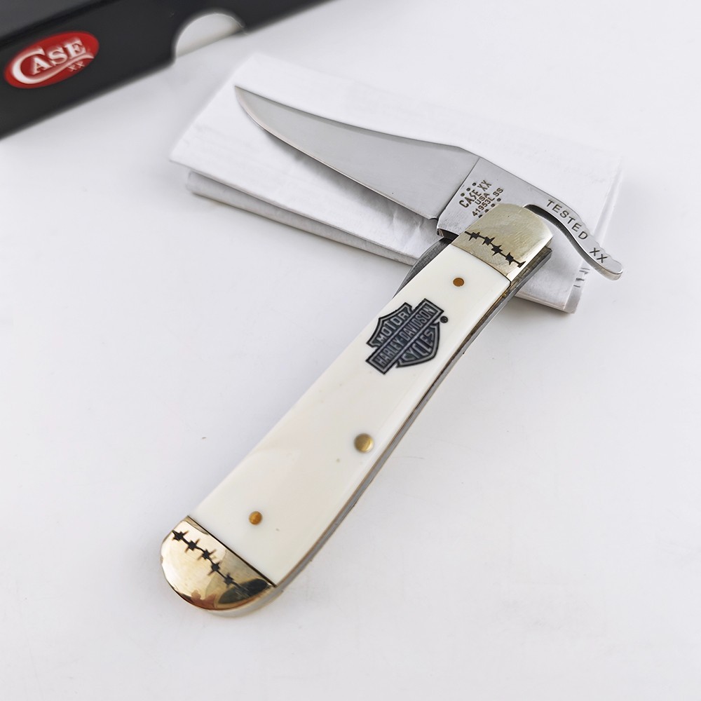 Case XX Harley-Davidson 52249 Embellished White Synthetic RussLock Pocket Knife