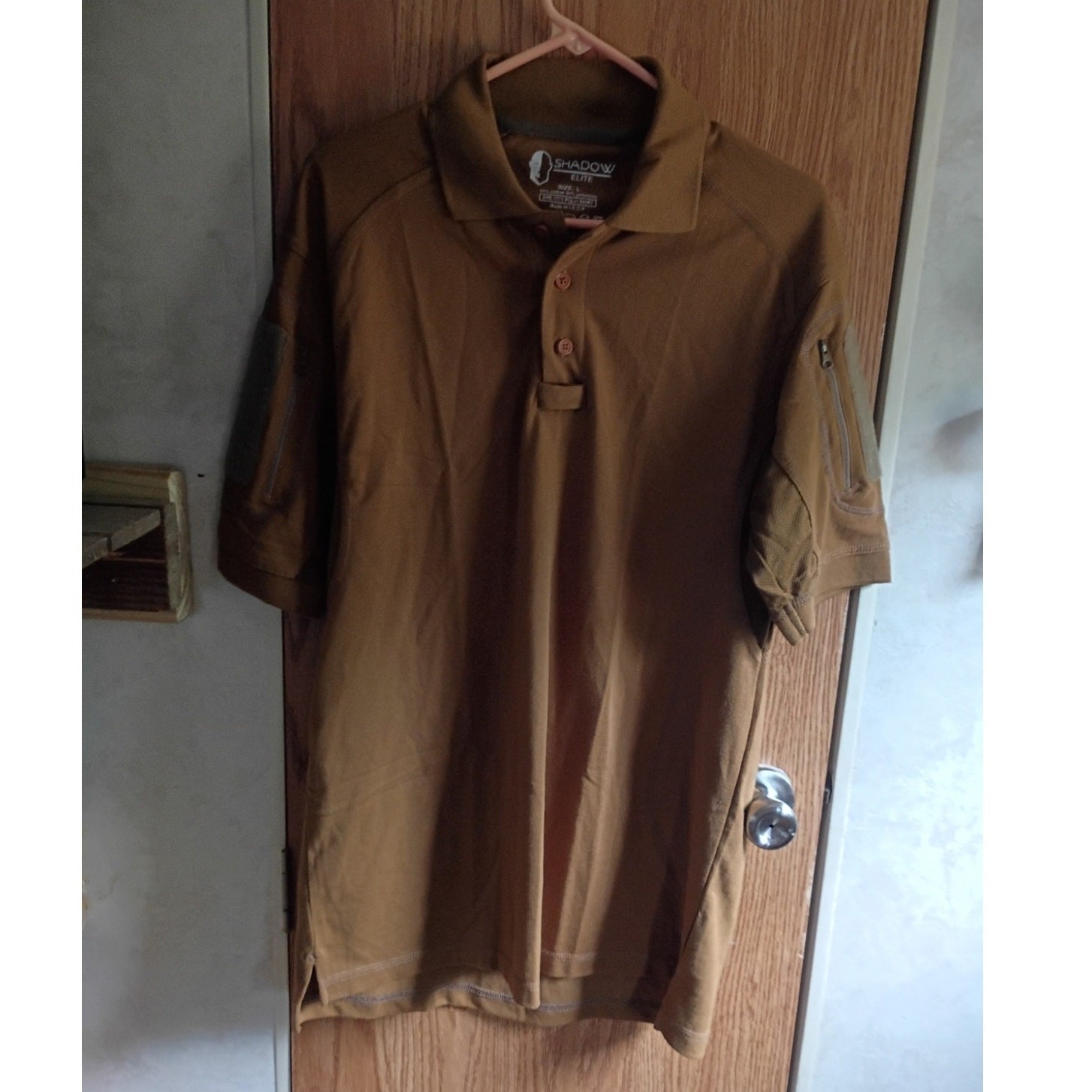 Shadow Elite Operator Tan Polo L Coyote Tactical Range Shirt Shoulder Pockets