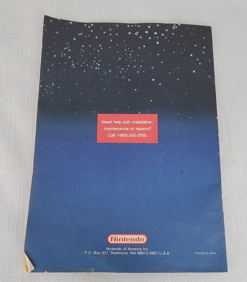 Control Deck NES Nintendo System Instruction Booklet