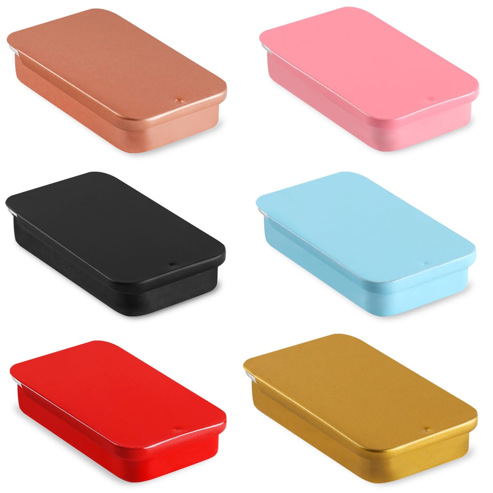 20 PCS Metal Tin Box Containers, 10 Colors Mini Rectangular Slide Top Tin Box...