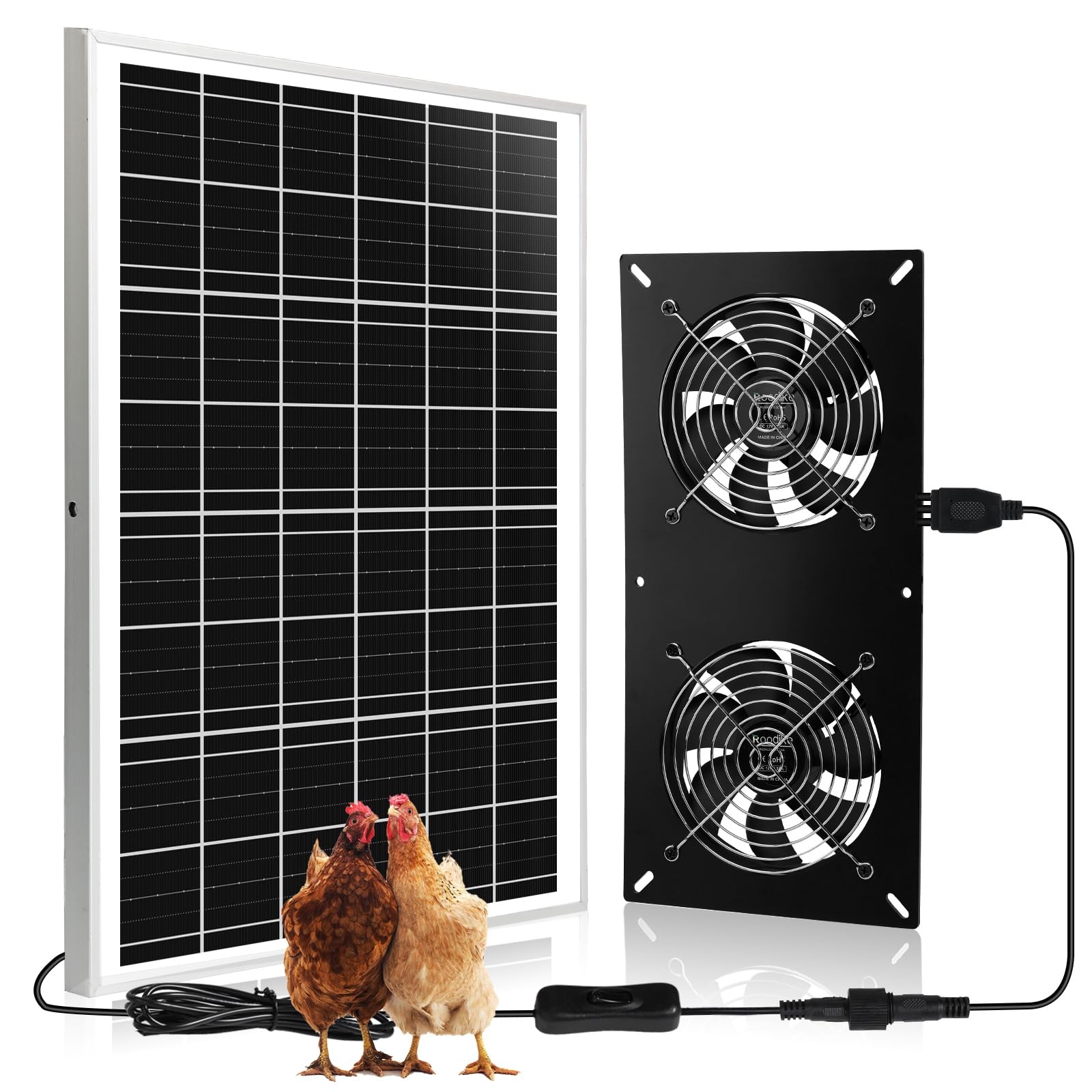 Solar Powered 25W High Velocity Exhaust Fans for Greenhouse, Coop, or Shed
