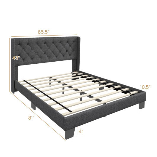 Twin/Full/Queen Size Upholstered Platform Bed with Button Tufted Headboard-Queen