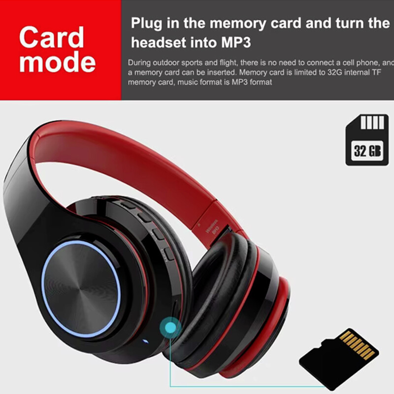 Foldable BT Wireless Headset LED Noise Cancellation for Samsung Galaxy / iPhone
