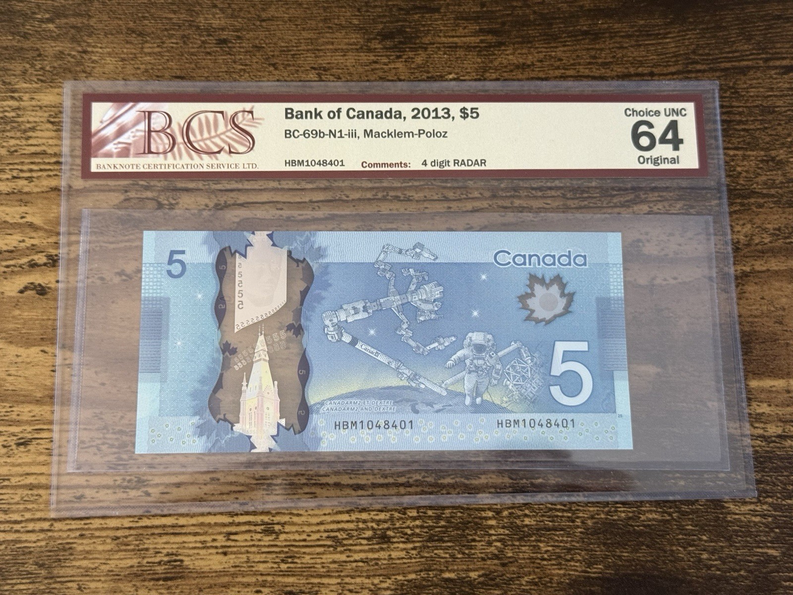 RARE CONSECUTIVE RADAR RUN - Canada $5 Frontier - HBM Pref - BCS 64 Choice UNC