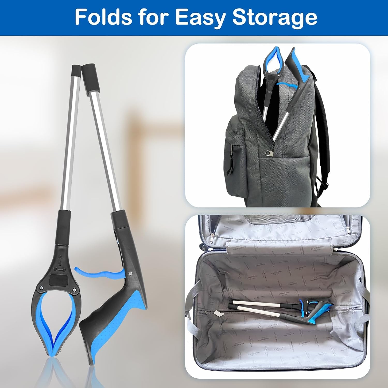 32" Foldable Grabber Reacher Tool - Lightweight 360° Pickup Aid