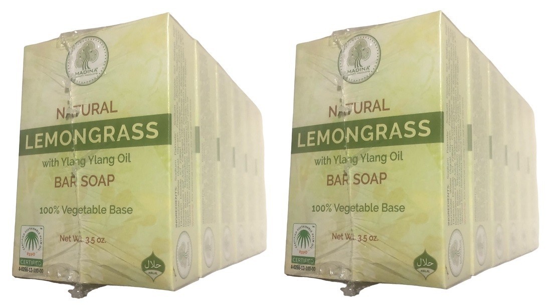 12 Bars - Madina lemongrass 100% Vegetable Base Soap 3.5 oz