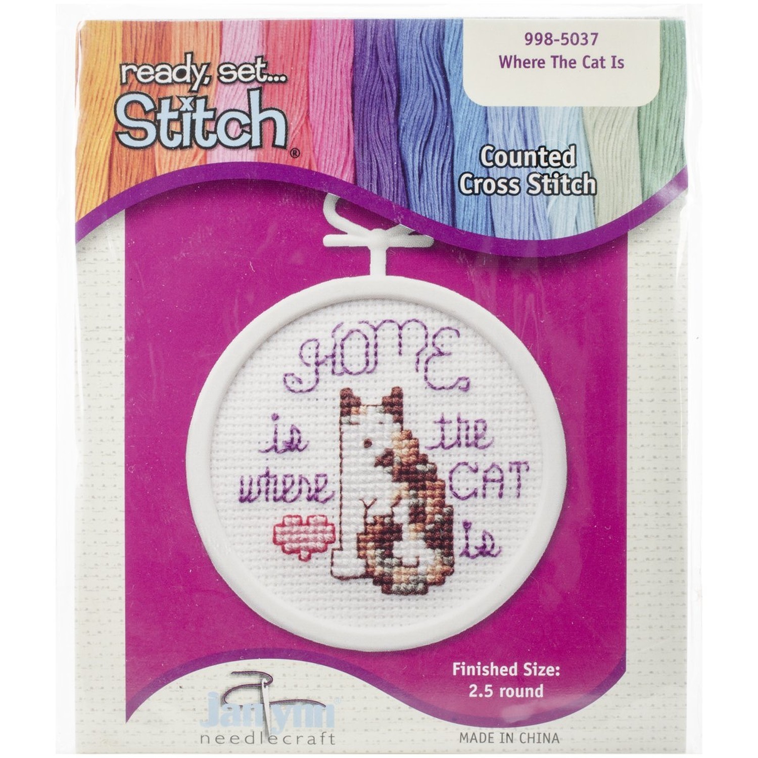 Janlynn 998-5037 18 Count Round Mini Counted Cross Stitch Kit, 2-1/2-Inch, Ho...