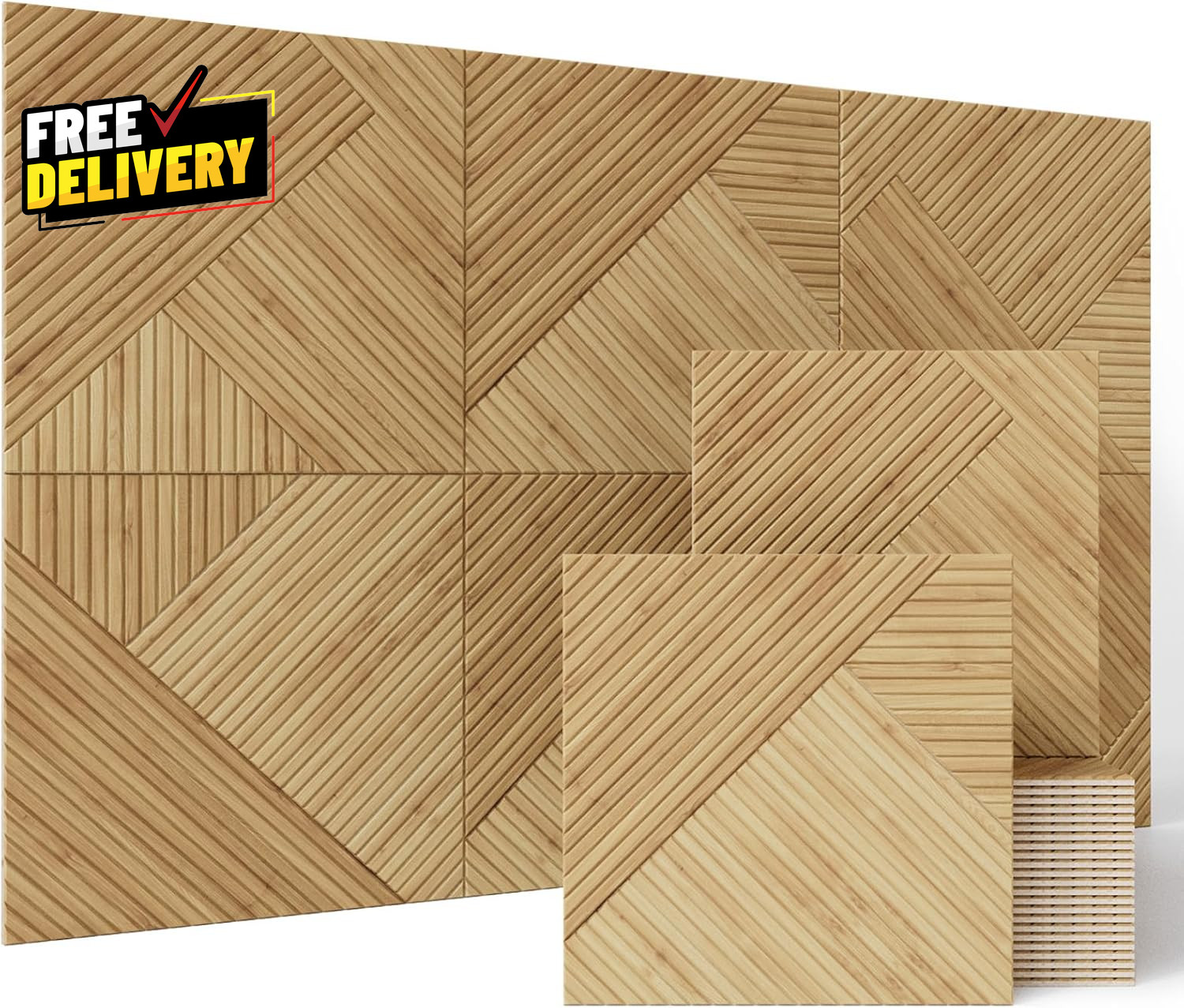 Large Acoustic Panels 6 Pack Wood-Pattern Printing Soundproof Wall Panels Tot...