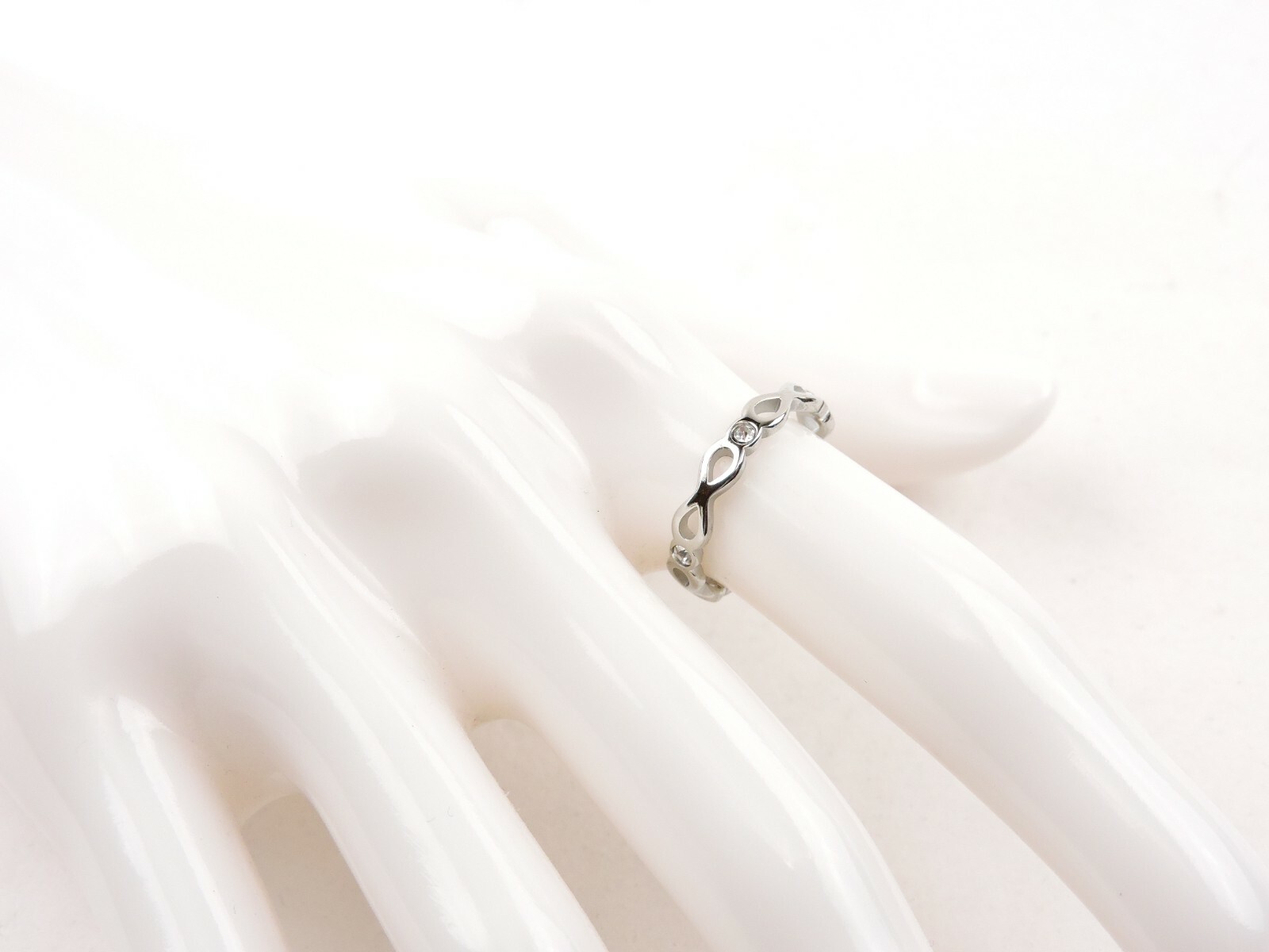 Stainless Steel Cubic Zirconia Infinity Loop Band Ring