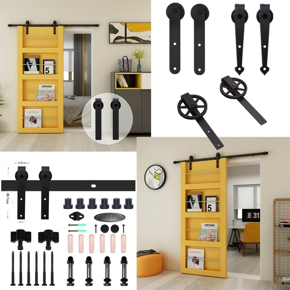 4FT-14FT Sliding Barn Door Hardware Kit Hanger Set for Single/ Double Door