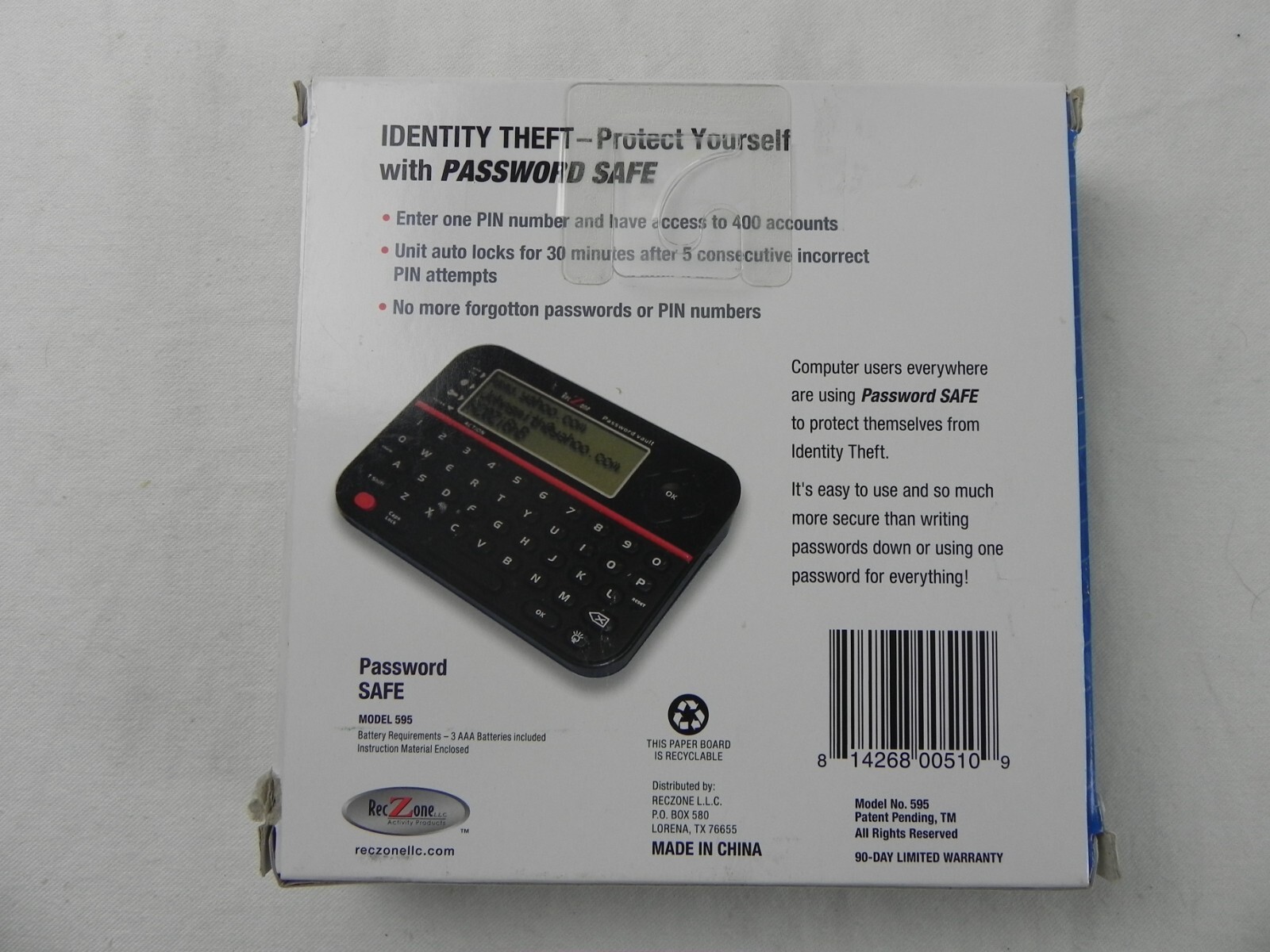 Password Keeper Safe Vault Model #595 Password Organizer - Password Logbook
