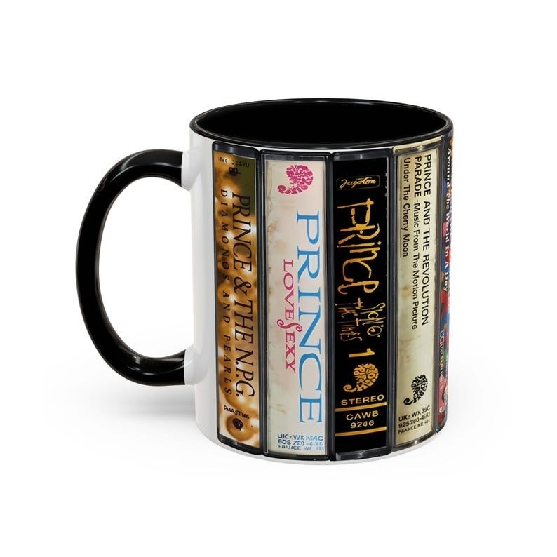 Prince Albums Cassette Collection Retro Accent Edge-to-Edge Printed Mug