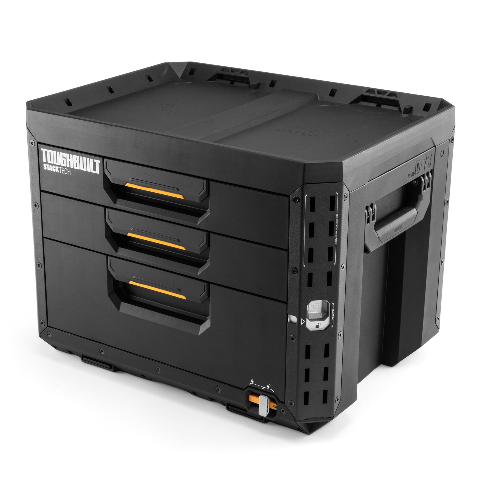ToughBuilt StackTech 3-Drawer Locking Box, Plastic Storage Tool & Gear Organizer