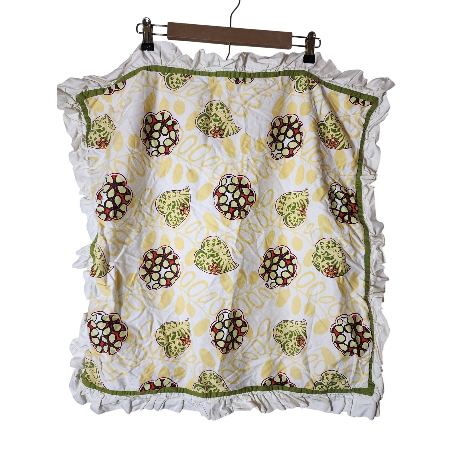 ANTHROPOLGIE Floral Fringe Cotton Shams (1-Euro, 1-Standard) Set of 2