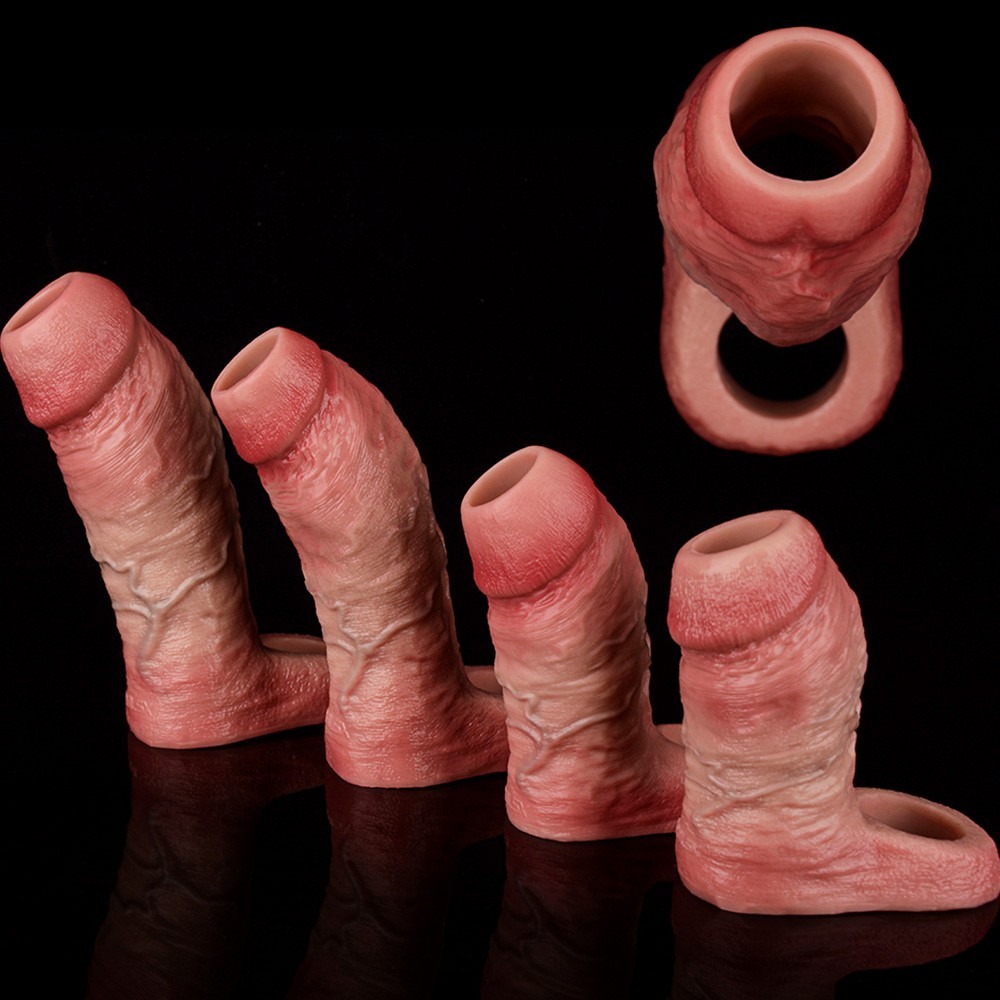 Male Thick Realistic Penis Sleeve Cock Sleeve Silicone Penis Enlarger Sheath US