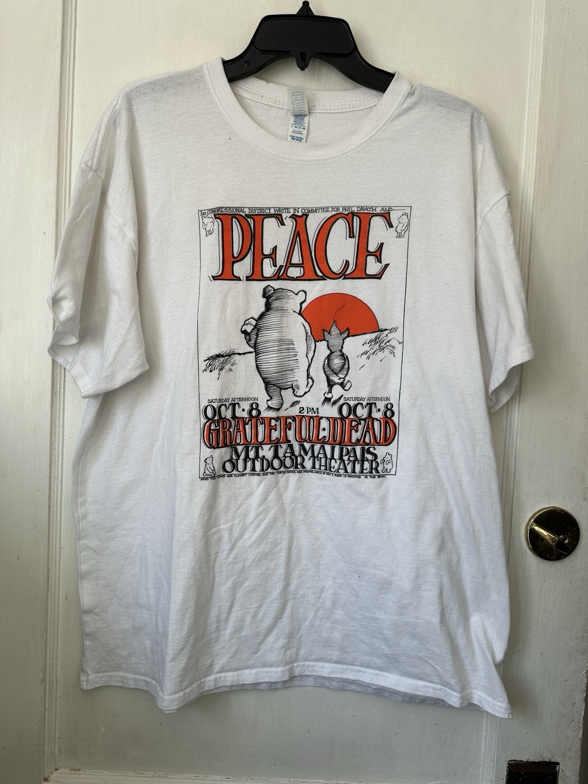Vintage Brisco Brand Grateful Dead T-shirt Reprint Of 1966 Concert For Peace XL