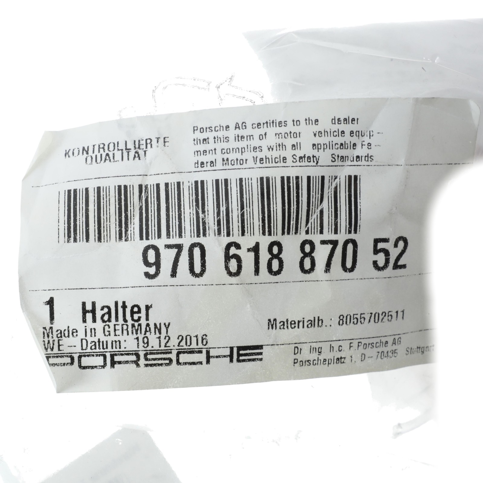 Genuine Porsche 2014-2016 Panamera Support Bracket 970-618-870-52
