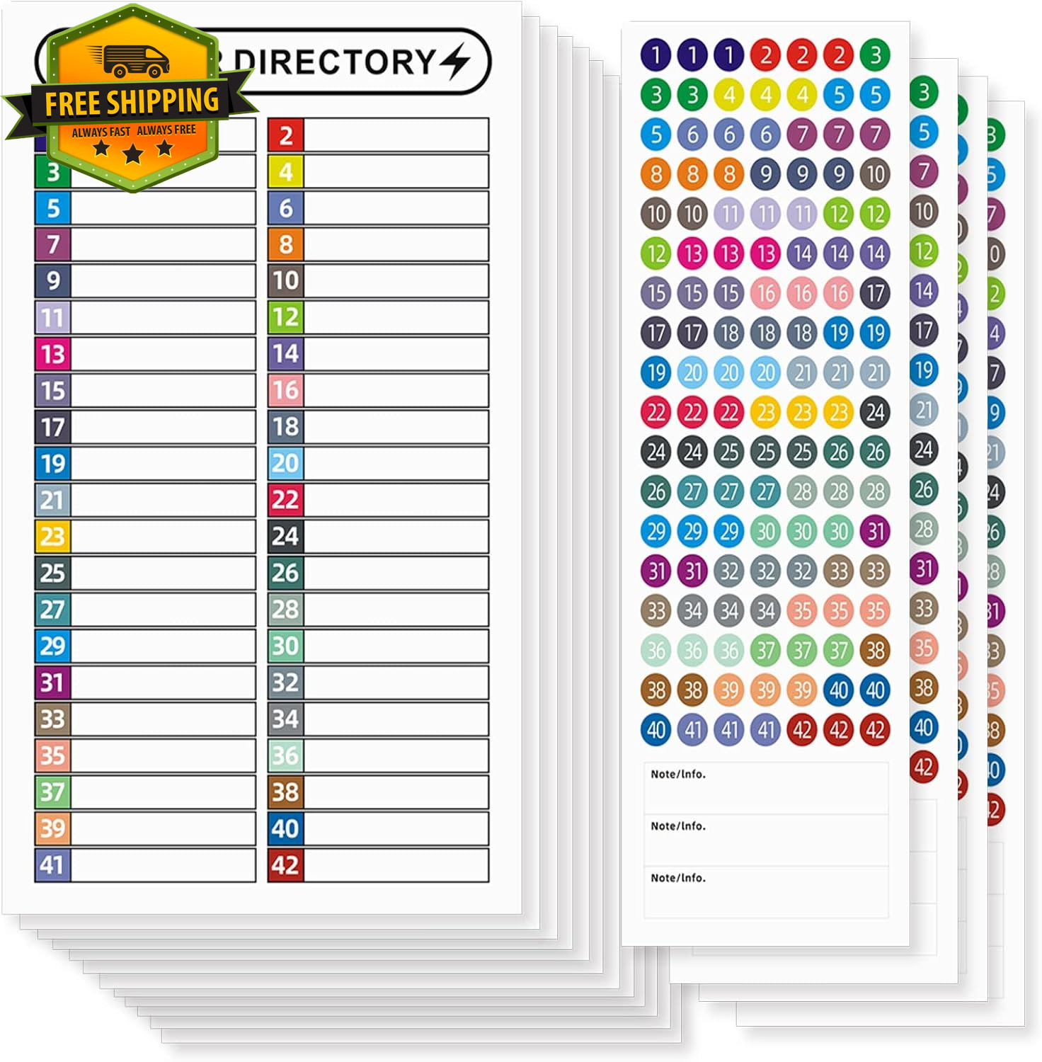 16 Sheets Breaker Panel Labels Electrical Box Sticker Waterproof Numbers Colors