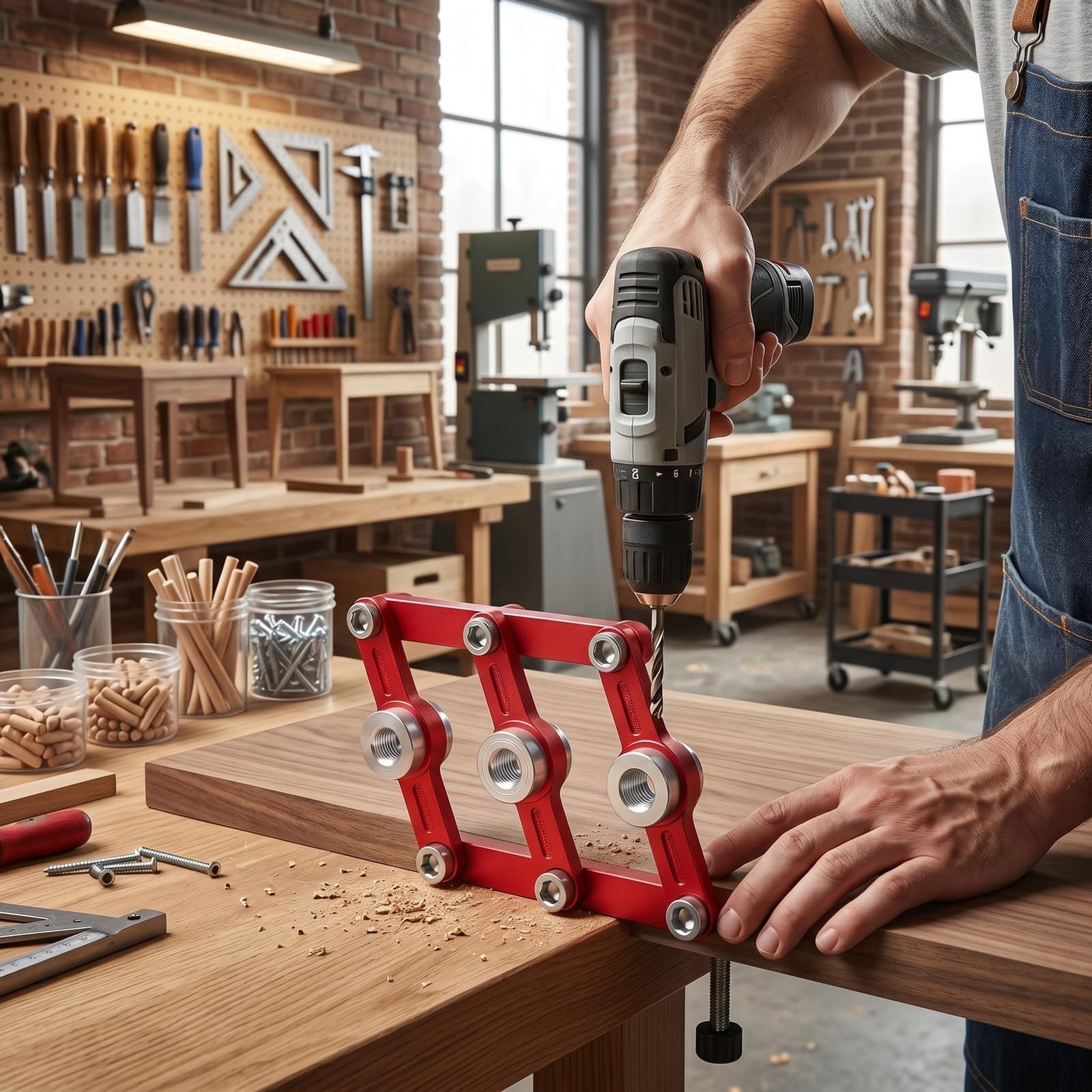 Self Centering Dowel Jig Drill Guide for Woodworking Adjustable Hole Locator ...