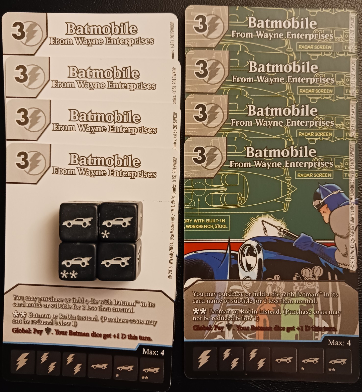 Dice Masters - Batmobile - From Wayne Enterprises - 8 card and 4 dice set