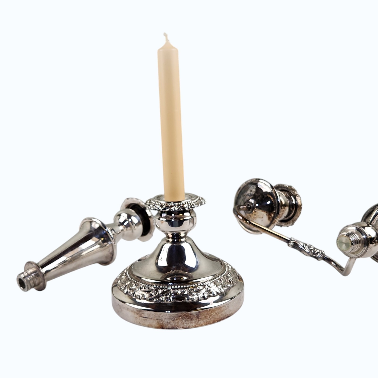 Pr Vtg Silverplate 3‑Light Candelabra Gorham Silver Co Convertible Elegant Decor