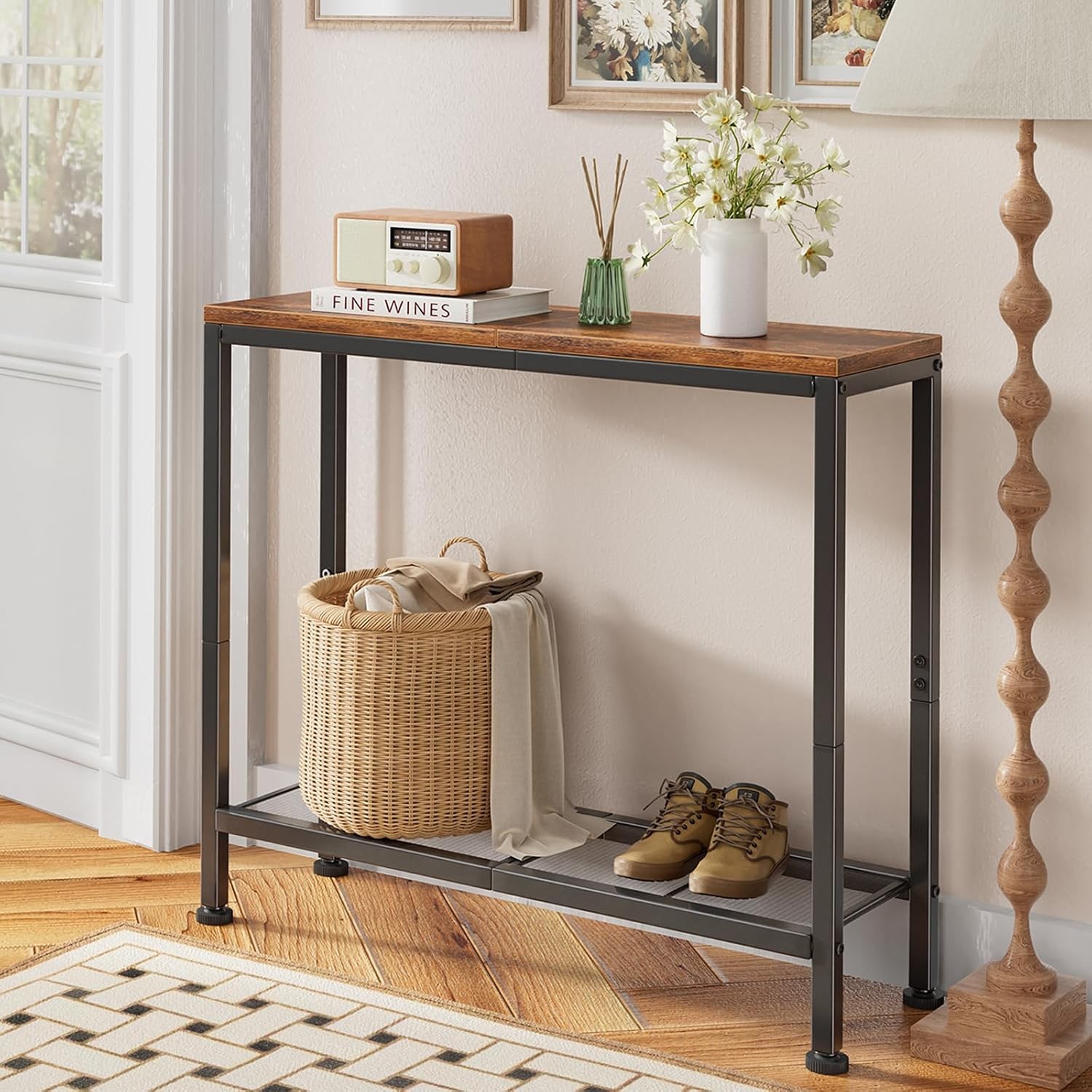 Console Table 32" Sofa Table W/ Storage Shelf Narrow Entryway Table Hallway