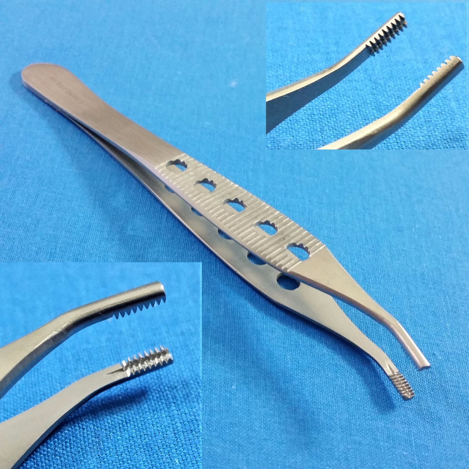 O.R GRADE ADSON BROWN TISSUE 9X9TEETH FORCEPS 4.75" CURVED ANGLED ANGULAR