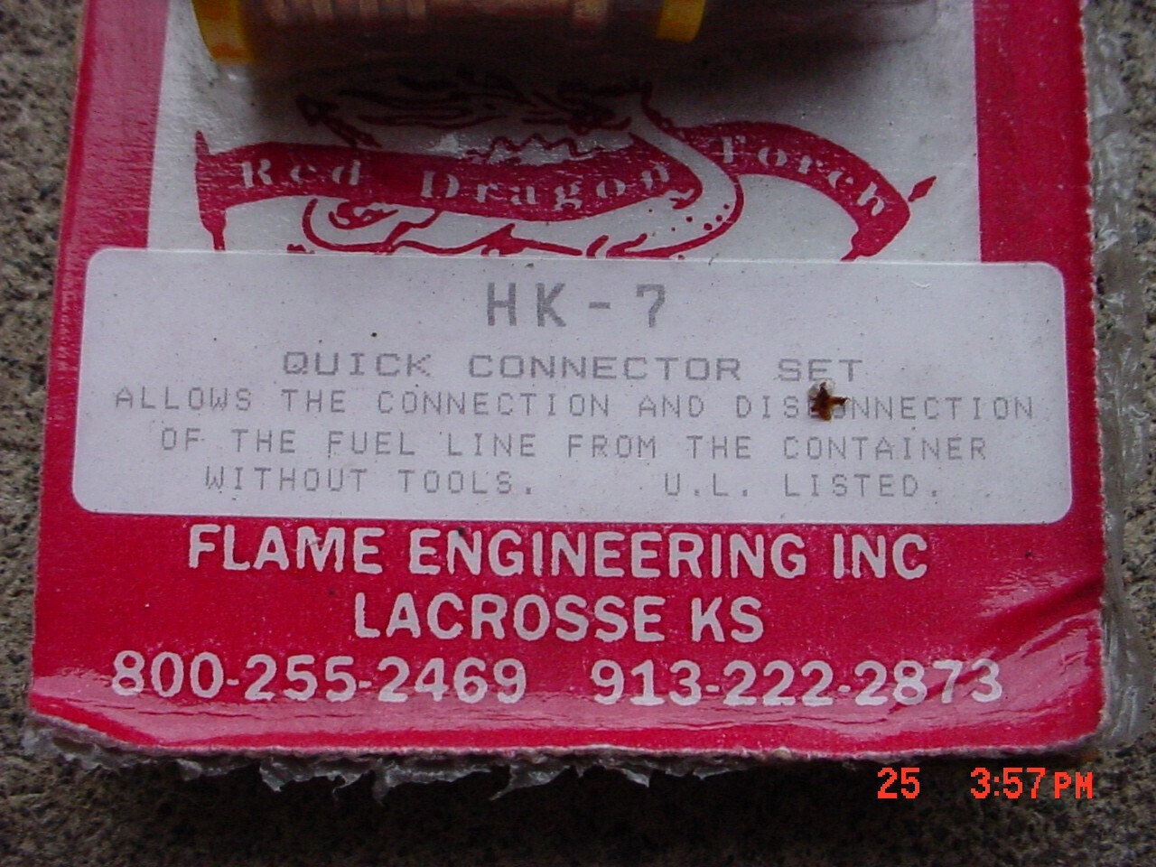 Red Dragon Torch to Hose Quick Connect/Connector Set HK-7